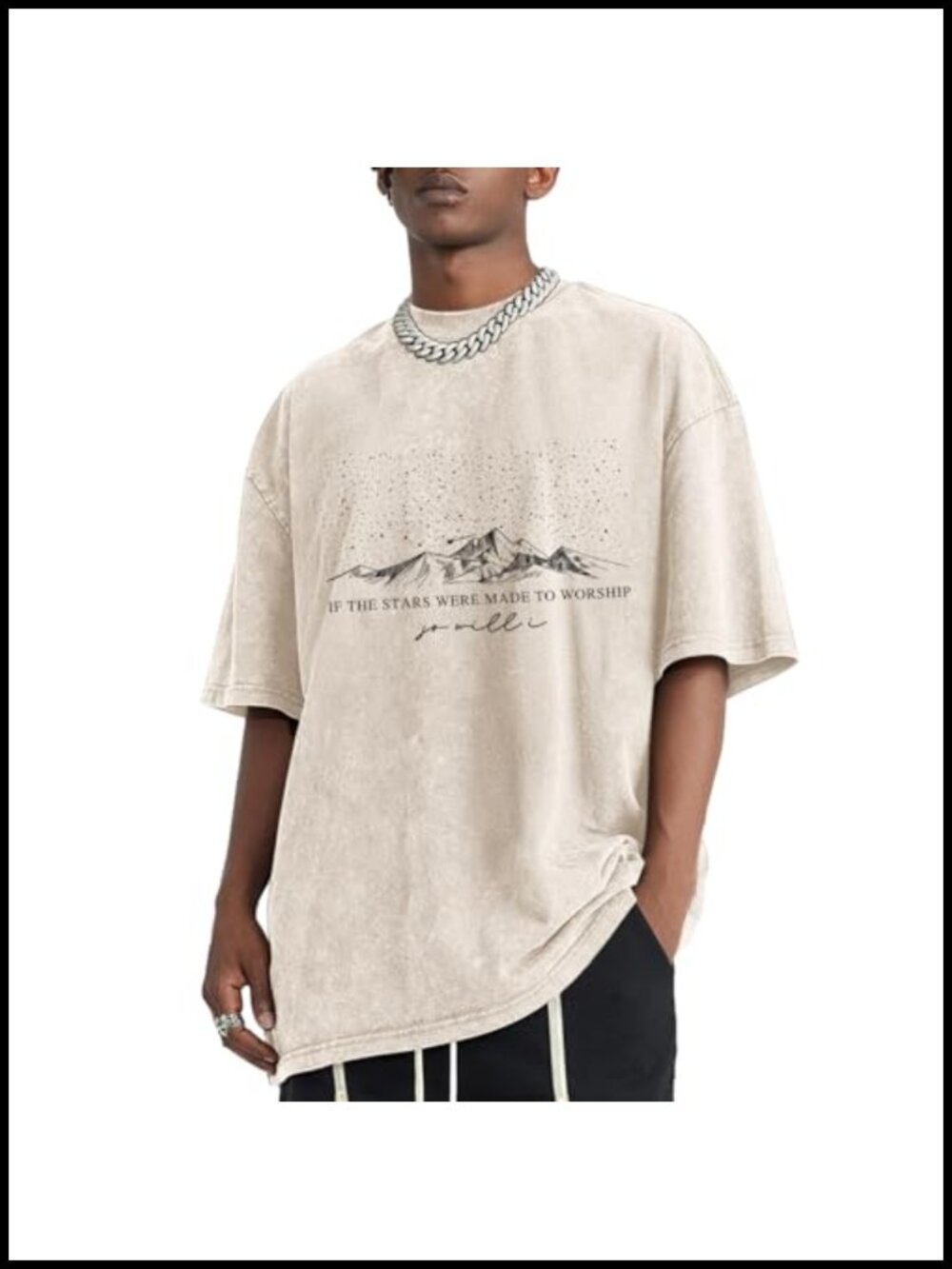 Men's Oversized Acid Wash Graphic Tee Christian Faith Bible Verse T-Shirt
